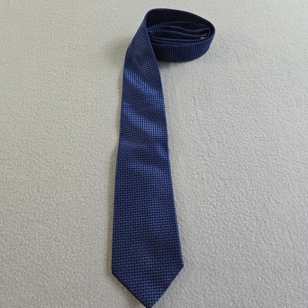 Donald J. Trump Necktie Mens OS Blue Woven Silk Signature Collection Geometric